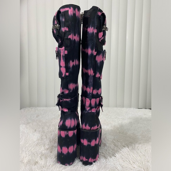 CURRENT MOOD Magenta Tie Dye Obsidian Pocket 2.0 Platform Boots Black Pink 10 - Picture 5 of 12